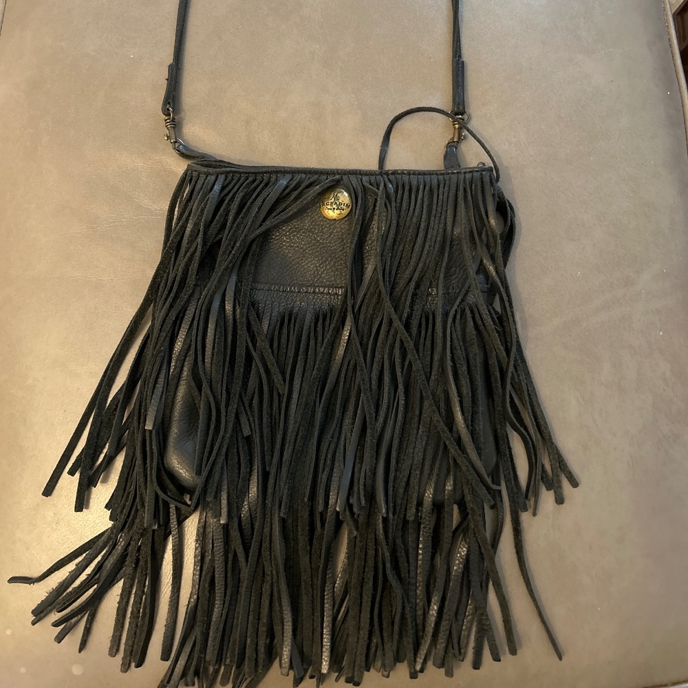 McFadin All Leather Crossbody Fringe Purse 8” x 7 1/2” not counting fringe